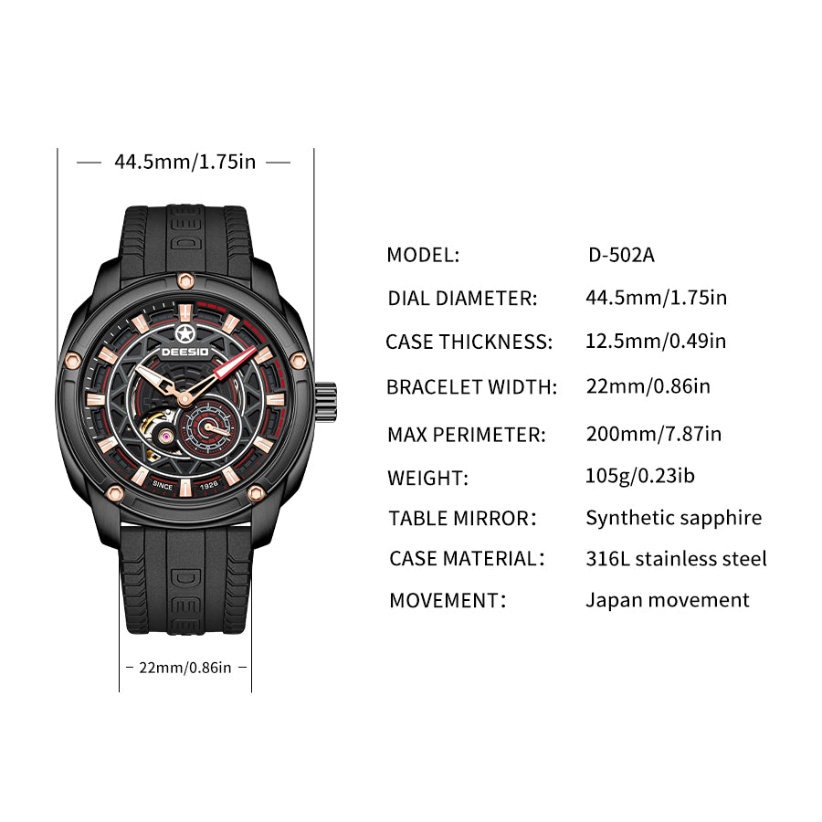 DeesioWatch D-502A Men's Sports Machinery Trend Stainless Steel Watch