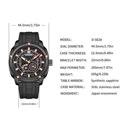 DeesioWatch D-502A Men's Sports Machinery Trend Stainless Steel Watch