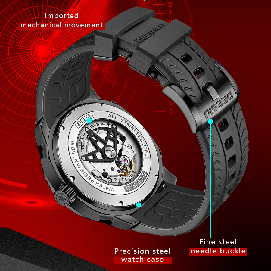 DeesioWatch D-502A Men's Sports Machinery Trend Stainless Steel Watch