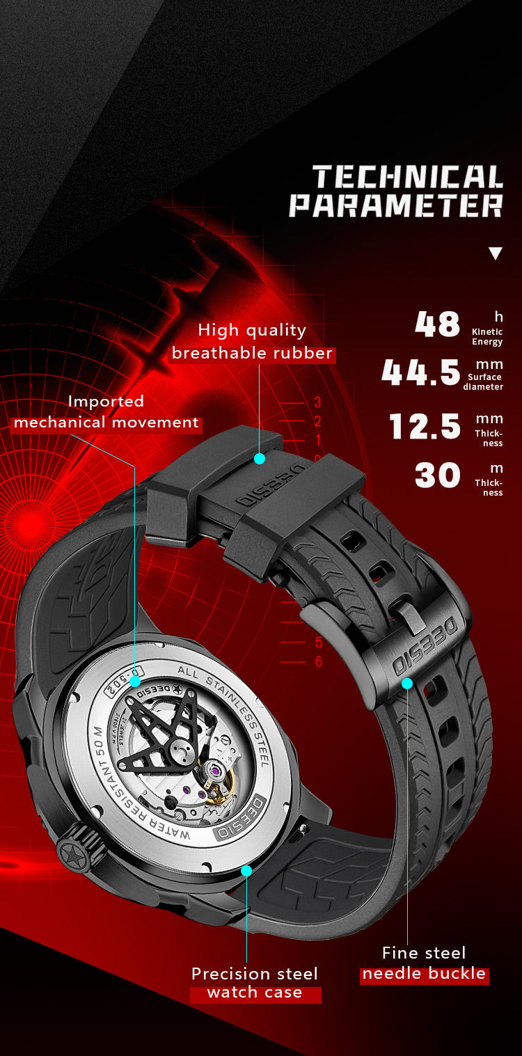 DeesioWatch D-502A Men's Sports Machinery Trend Stainless Steel Watch